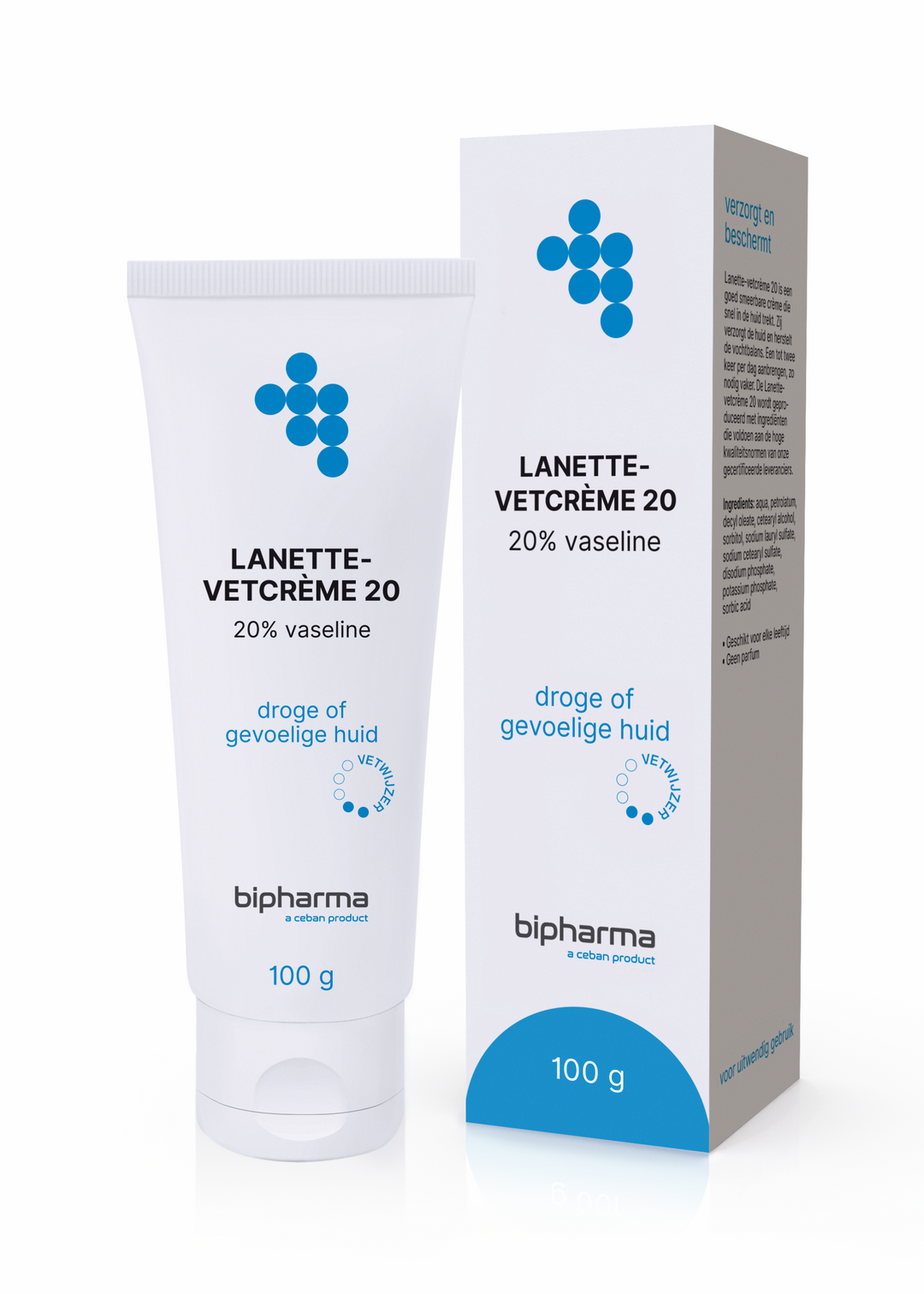 Bipharma Lanettecreme met 20% Vaseline - BIPHARMA BV - Huidproducten.nl