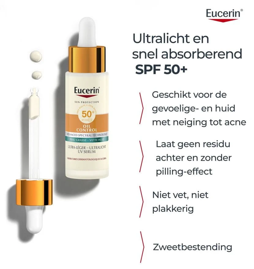 Eucerin Sun Oil Control Ultralicht UV Serum SPF 50+ - Eucerin - Huidproducten.nl