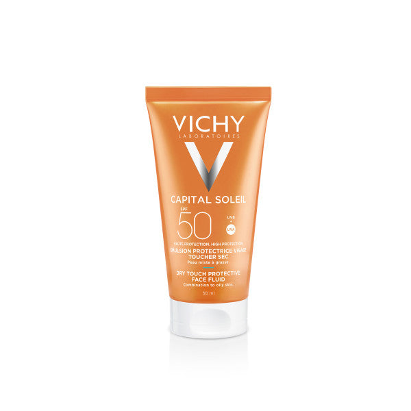 Vichy Capital Soleil SPF50 Dry Touch Zonnecrème - Gemengde tot Vette Huid - Gelaat - 50ml - huidproducten.nl