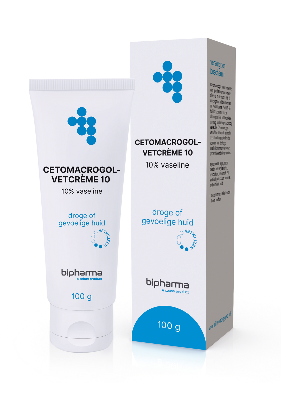 Bipharma Cetomacrogolcreme met 10% Vaseline - BIPHARMA BV - Huidproducten.nl