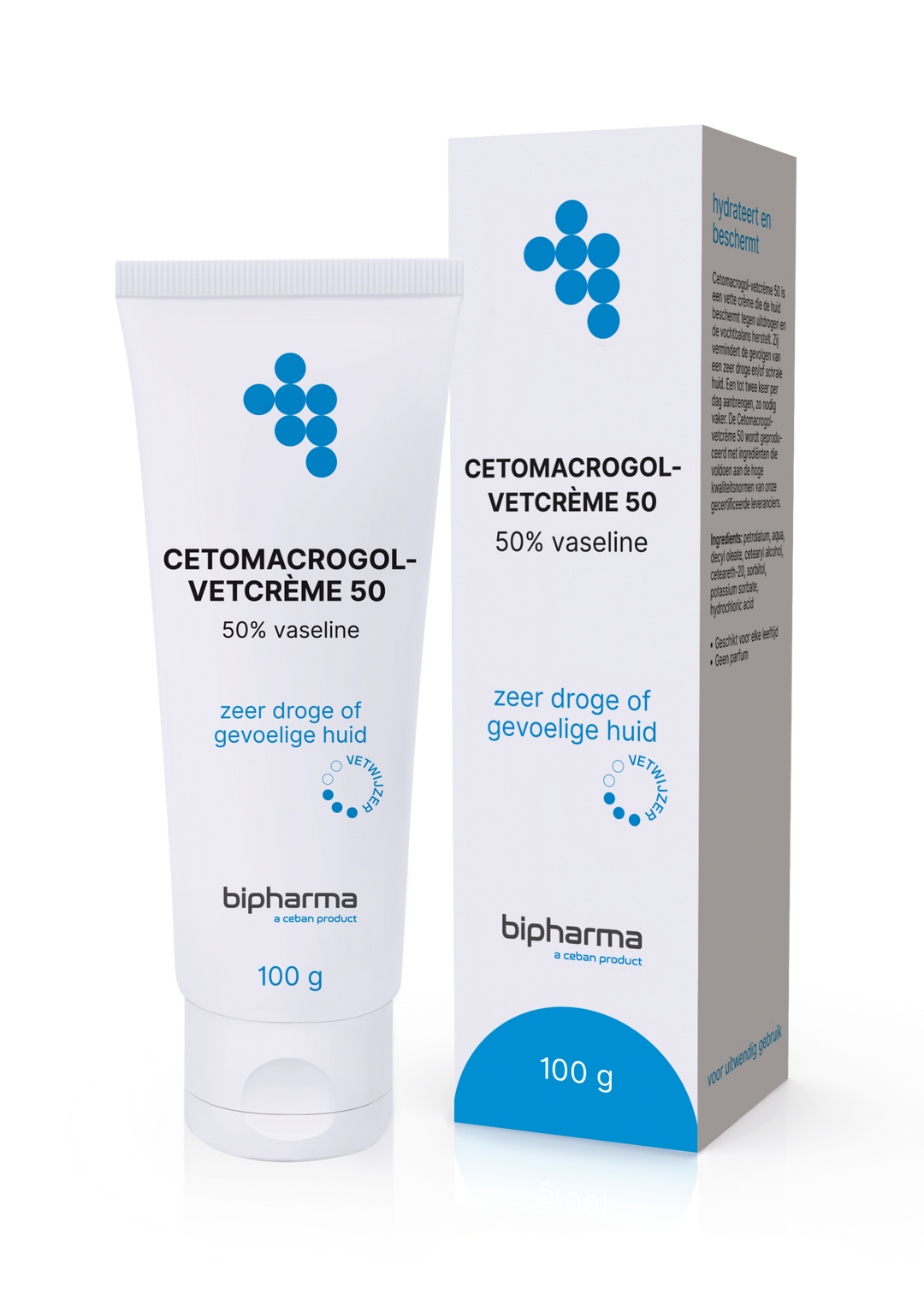 Bipharma Cetomacrogolcreme met 50% Vaseline - BIPHARMA BV - Huidproducten.nl