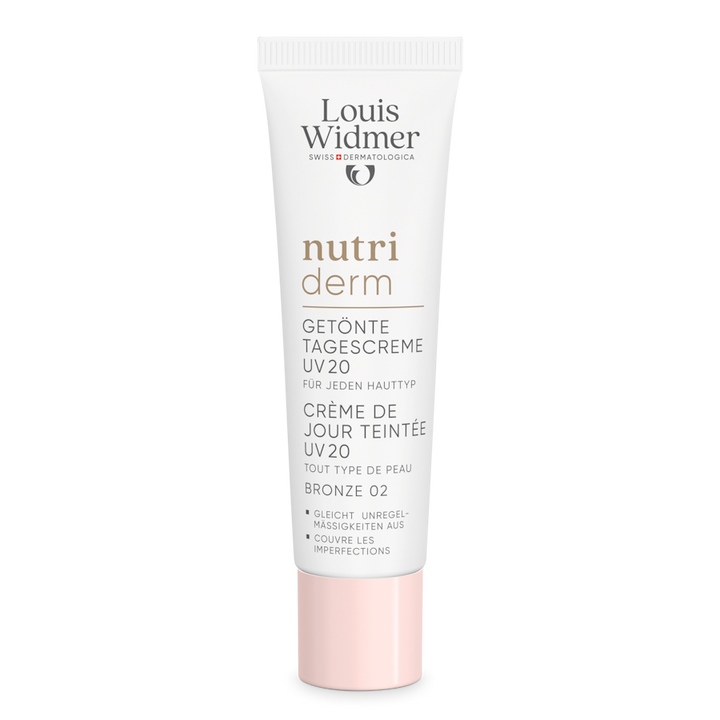 Nutriderm Getinte Dagcrème UV 20 Bronze 02 licht geparfumeerd - Louis Widmer - Huidproducten.nl