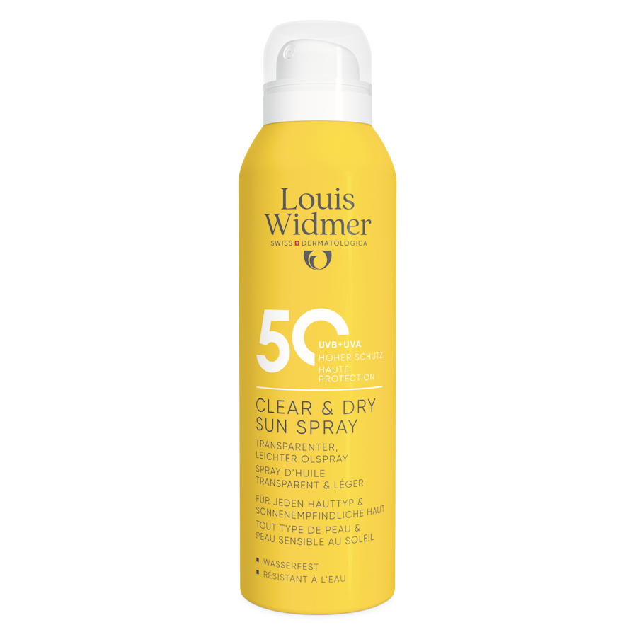 Clear & Dry Sun Spray 50 zonder parfum - Louis Widmer - Huidproducten.nl