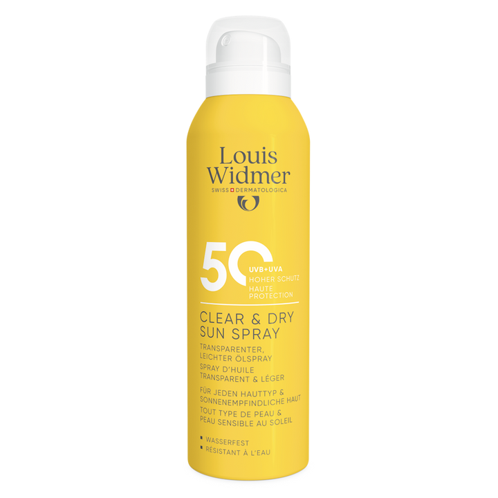 Clear & Dry Sun Spray 50 zonder parfum - Louis Widmer - Huidproducten.nl