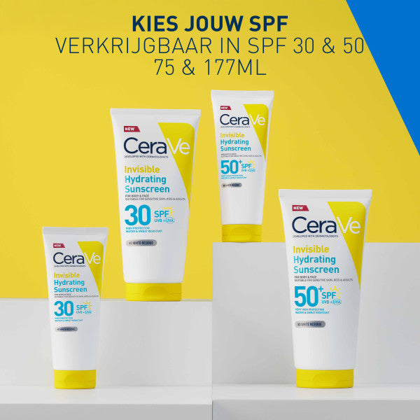 CeraVe Onzichtbare Hydraterende Zonnebrandcrème SPF50 - Cerave - Huidproducten.nl
