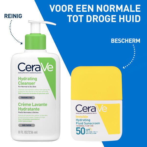 CeraVe Onzichtbare Hydraterende Zonnebrand Fluide SPF 50 - Cerave - Huidproducten.nl