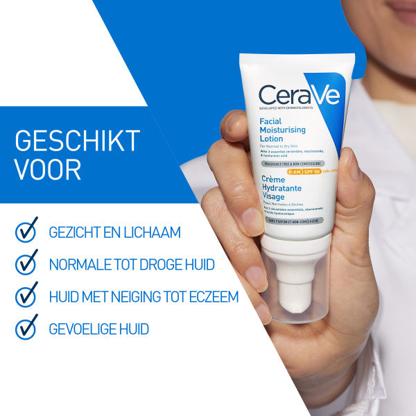 CeraVe Hydraterende Gezichtscrème SPF50 - CeraVe - Huidproducten.nl