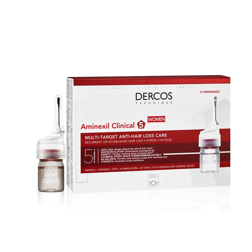 Dercos Aminexil Clinical 5 vrouw 21 ampullen - Vichy - Huidproducten.nl